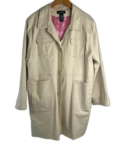 Denim & Co  Cream Lightweight Lined Trench Coat w/ Pockets Size 1X