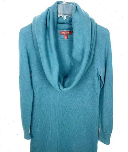 MaxMara Studio Womens Cashmere Wool Dress With Infinity Scarf Teal Blue Small
