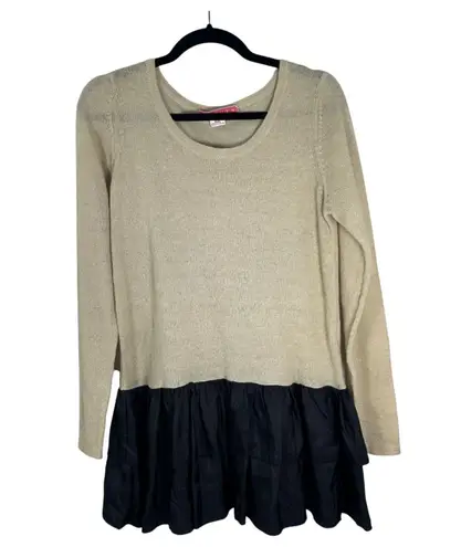 Manoush Alpaca Silk Drop Waist Sweater Ruffle Bow Dress Size Large Black