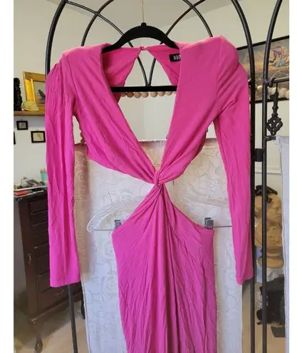 Nookie Rent the runway sz small pink jewel long sleeve cutout twist front dress