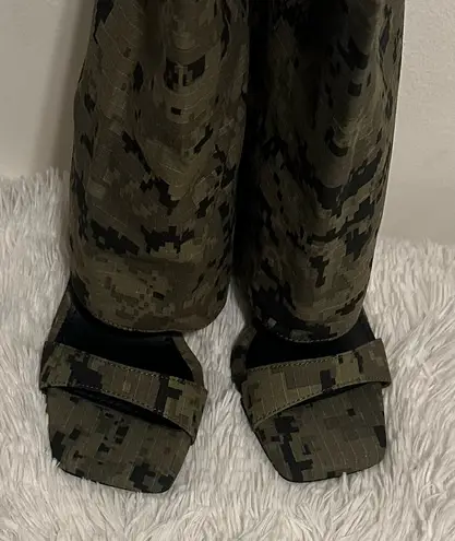 AZALEA WANG MARIETTA FOLD OVER OPEN TOE SANDAL BOOT IN CAMO