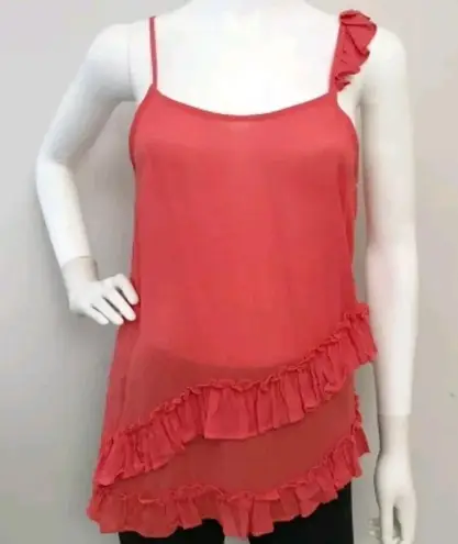 Ro & De Asymmetric Ruffle Cami Tank Top Blouse NWT