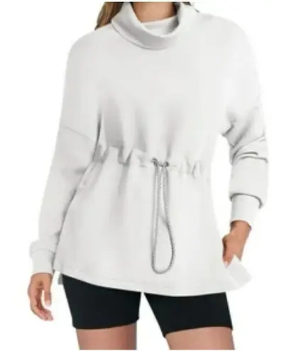 Amazon  cowl neck white drawstring tunic sweater M - Image 1