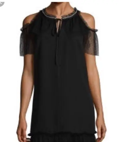 Libby Edelman black cold shoulder rhinestone dress