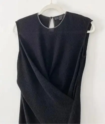 Alexander Wang Wool Knit Crossover Midi Dress Black Size 6 Retail $650