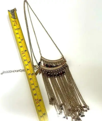 INC Gold tone beaded chain pendant necklace