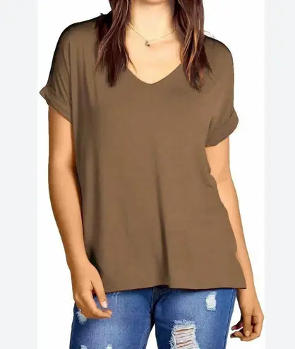 T Tahari V-Neck T-Shirt Olive Green Dolman Sleeve