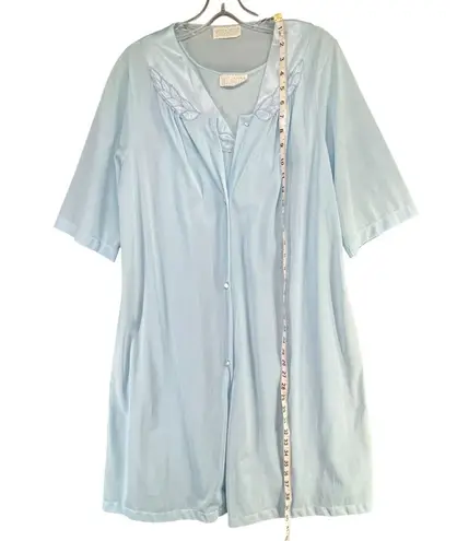 Vassarette Vintage Robe Night Dress S Baby Blue Nylon Night Gown Grannycore USA