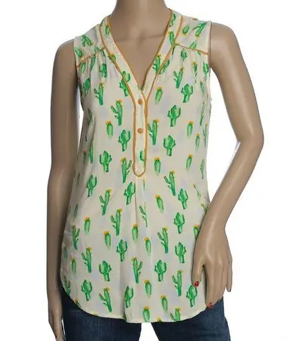 Modcloth  Cafe au Soleil White and Cactus Tank