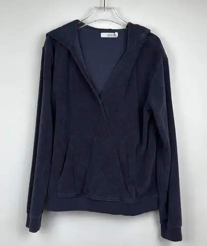 Barefoot Dreams Beach Cozy Terry Cloth Cross Over Hoodie Indigo Small