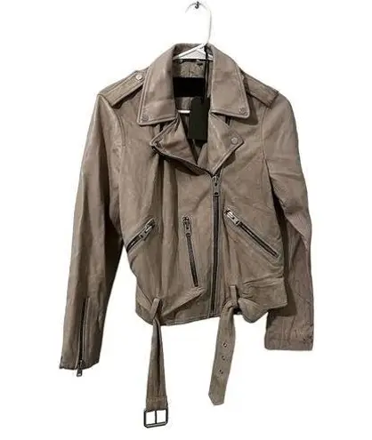 ALLSAINTS Women's Balfern Biker Sandstone Biker Jacket Size 6 Asymmetric Zip