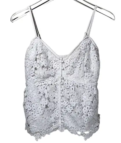 Abercrombie & Fitch  Lace Smocked Backing Adjustable Straps Camisole in White