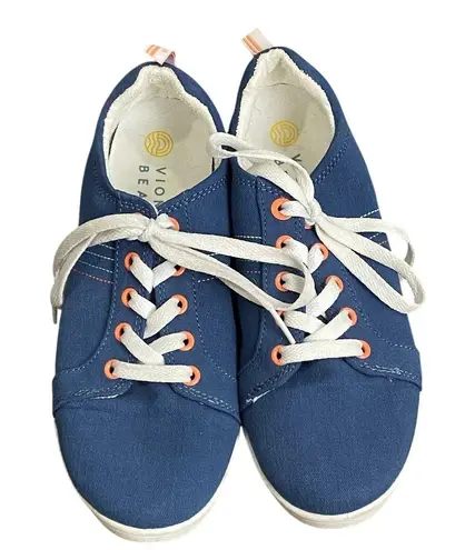 Vionic Beach Stinson Blue Canvas Sneakers Women's 8 Arch Support Comfort Coastal