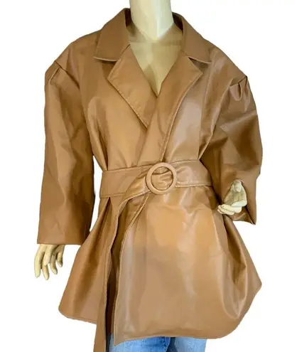 Ashley Stewart BROWN FAUX LEATHER BELT CLOSURE LIGHTWEIGHT JACKET NWT (30)