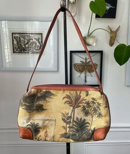 Tommy Bahama Vintage 90s Y2K  Palm Tree Tapestry Baguette Bag Purse