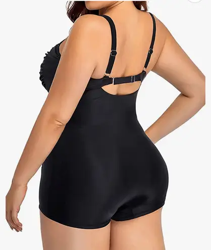 One Piece Daci Plus Size Swimsuits Boyshort Tummy Control Ruched Plus Size Bathing Suits Retro Twist Front Boyleg Swimwear