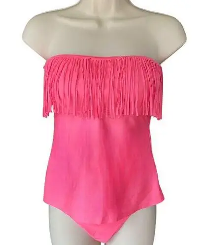 Arizona Tankini Bright Pink 2 Piece Fringed Top Swimsuit ~ Women's Size M & L