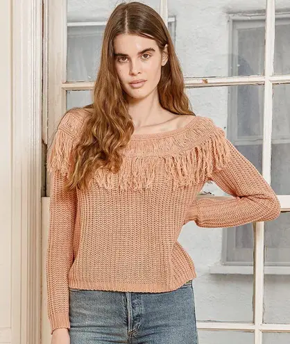 NWT LULUS Sew Prepared Dusty Rose Fringe Knit Off the