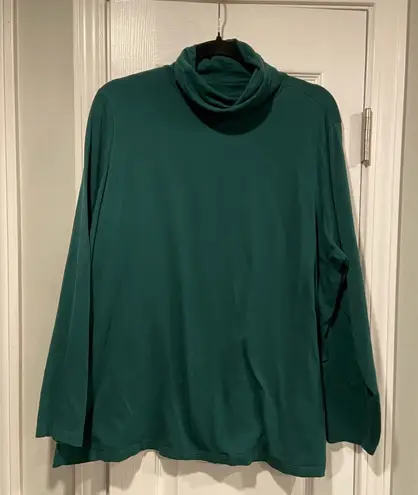 Lands' End  Size 2X Forrest Green Cotton Shaped Fit  Turtle Neck Top - Image 1