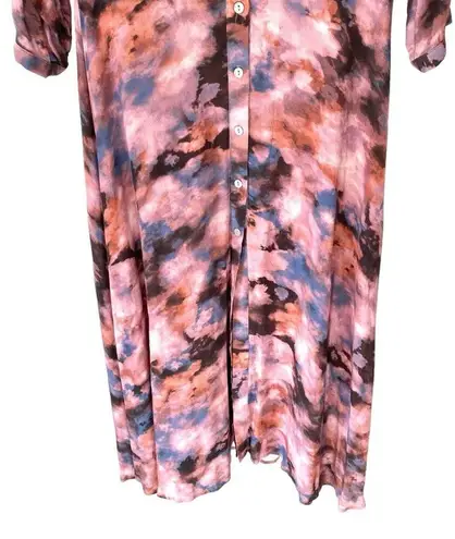 Dolan Anthropologie Cora Oink Gray Button Down Midi Shirtdress size large Pink - Image 5