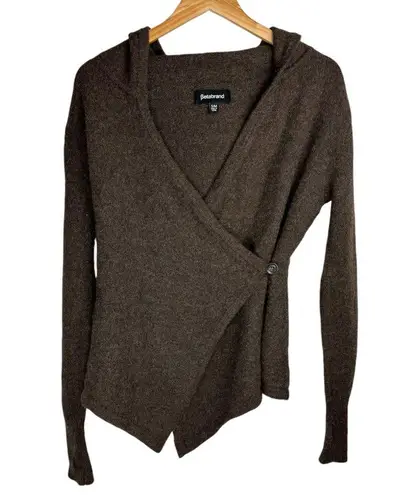 Betabrand Black Sheep Wool Alpaca Wrap Cardigan Sweater Brown Sz S/M