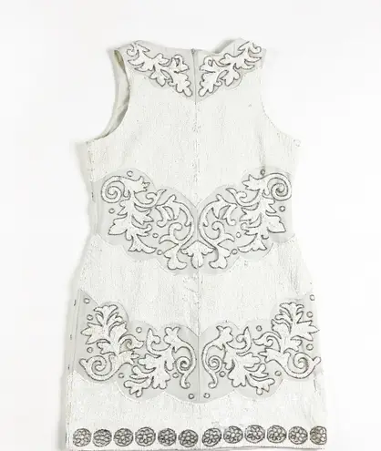 Needle & Thread White Sequin Beaded Embellished Sleeveless Mini Party Dress 10