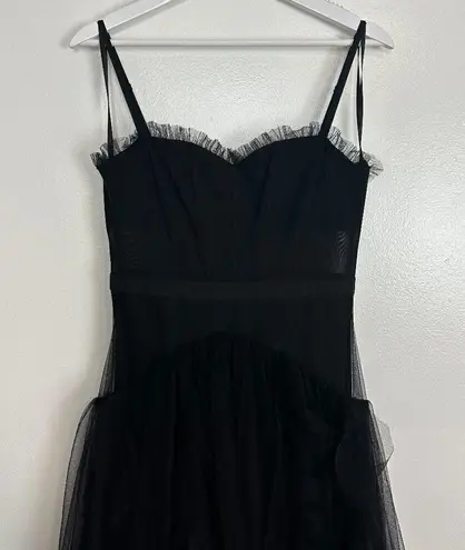 Betsy and Adam "Tia" Long Mesh Corset Ballgown in Black Size US 4