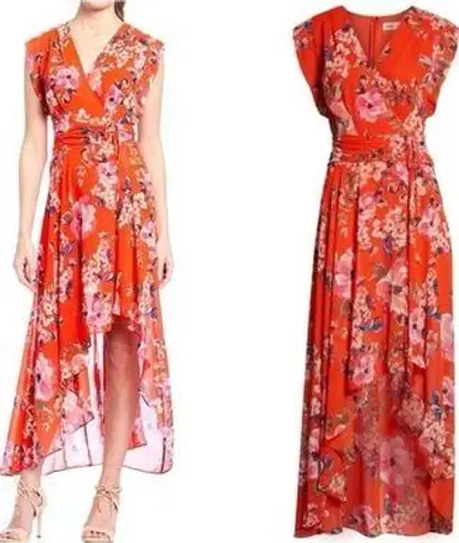Eliza J Floral High/Low Maxi Dress Mint Condition Size 4