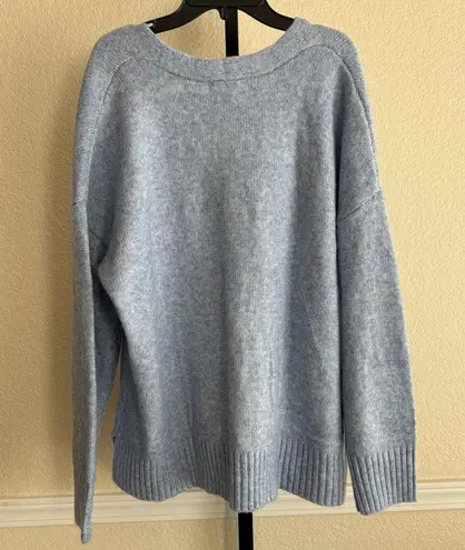 Ella Moss Oversized Soft Blue Knit Cardigan Sweater Button Pockets Minimalist Preppy Cozy