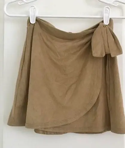 Full Tilt Faux Khaki Suede Wrap Skirt