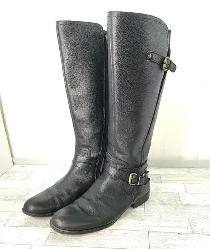 Naturalizer  Black Leather Equestrian Boots Size 8.5 Wide Calf Womens Riding