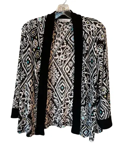 Vintage Aztec Daisy Print Cardigan Medium Black