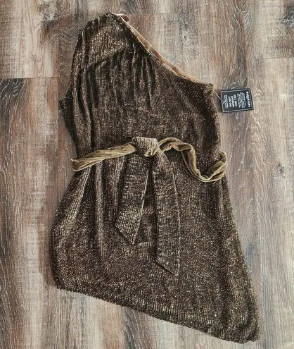 Retrofête Retrofete Ella Sequin Dress in Olive One Shoulder Belt Size Medium NWT