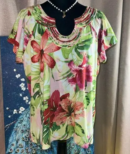 Caribbean Joe  Size XL Floral Top