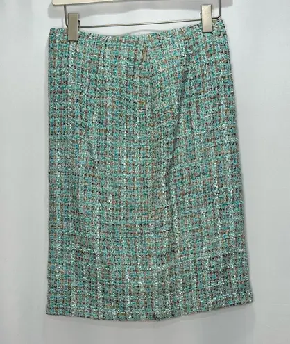 Escada Tweed Boucle Pencil Skirt Blue Size XS
