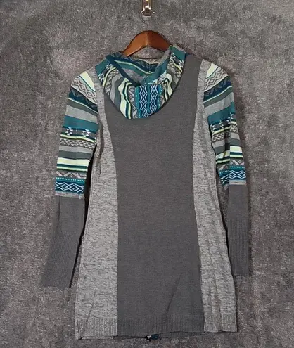 Title Nine women's hooded full zip dress cardigan extra fine merino wool Xs