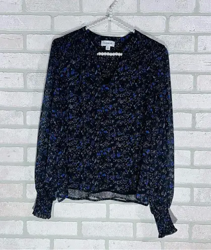 Evereve Petra Floral Print Long Sleeve Blouse in Plummulti Size XS