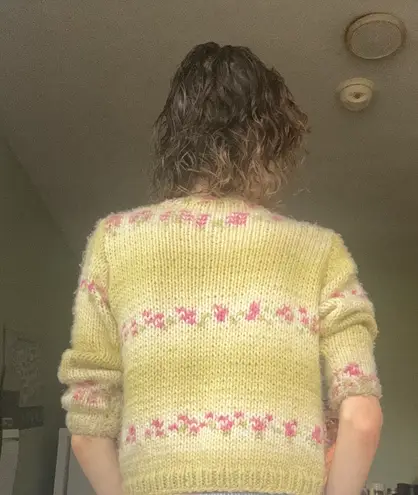 Handmade Vintage Cottage Core Hand Knit Cardigan Sweater