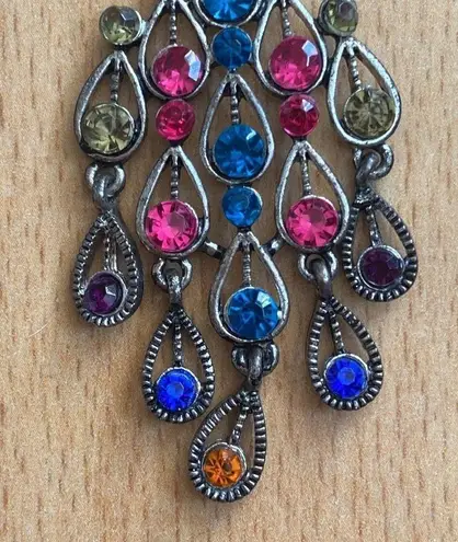 Colorful Chandelier Drop Earrings with French Hooks Pink