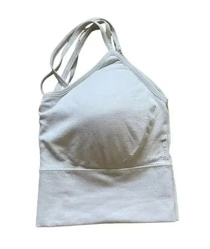 White Padded Crisscross Back Halter Neck lined Sports Bra SZ M Size M
