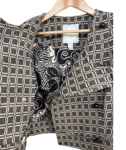 Tracy Reese Geometric Gray Wool Blend Double Breasted Cropped Jacket Size 4