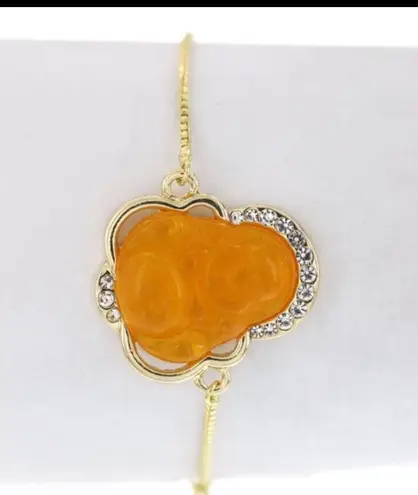 Plated Gold Yellow Laughing Buddha Adjustable Bracelet