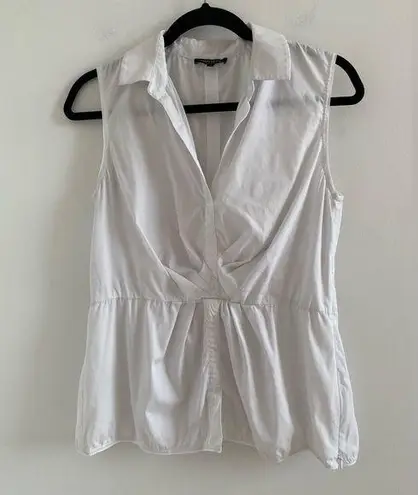 Lafayette 148 New York White Collared Blouse Size 4 (FLAW)