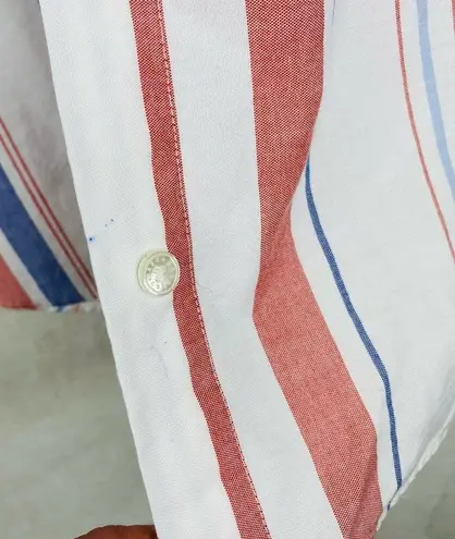 Vintage Escada Sport 1990s cotton lightweight casual smart blouse striped white