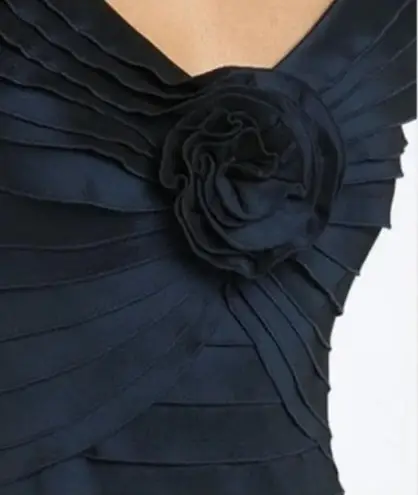 Tadashi Shoji Rosette Cap Sleeve Sheath Cocktail Dress Navy Blue Women's Size 4