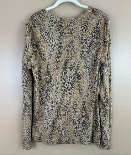 East 5th Animal Print Earth Tone Fall Cardigan Sweater XL