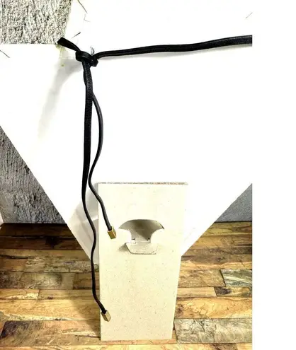 Stella & Dot Reese Sparkle Rhinestone Gold Tone Necklace Leather Tie Adjustable