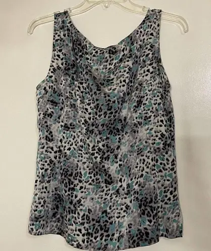 St. John Collection 2 piece tweed jacket silk shell tank leopard print set sz 6