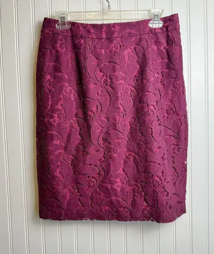 CAbi  Burgundy Lace Pencil Skirt