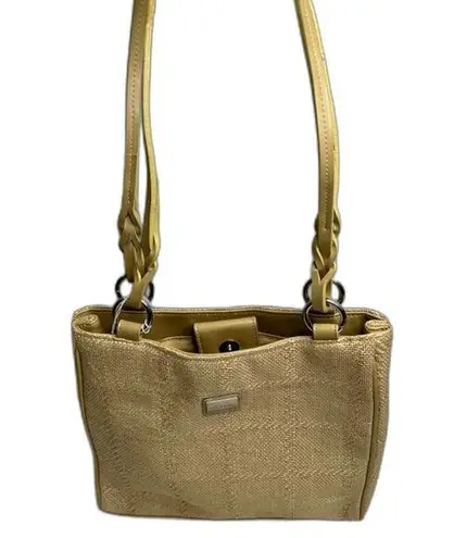 Collezioni Tan Rattan Straw Square Shoulder Bag Medium Sized